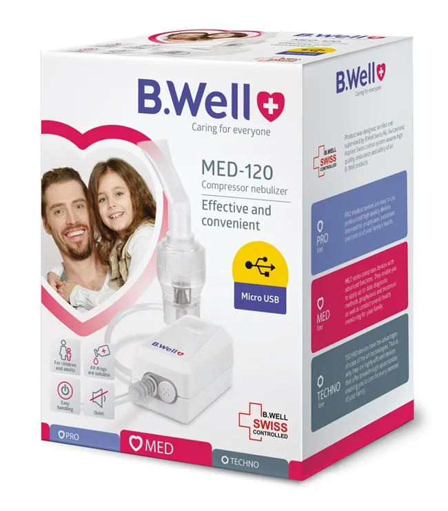 Nebulizator cu compresor inteligent copii/adulti B.Well Basic Med